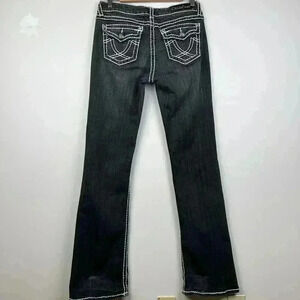 La Idol Premium Black Flare Jeans with Unique Stitching